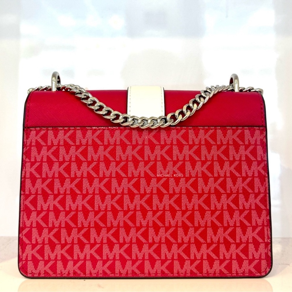 Michael Kors Greenwich Small Color-Block Signature Crossbody Bag Dark Raspberry - Picture 5 of 9